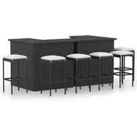 Vidaxl 8 Piece Patio Bar Set With Cushions Poly Rattan Black