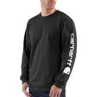 Carhartt Mens Long-Sleeve Graphic Logo T-Shirt - Black - Large