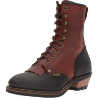 Adtec Mens 9 In Packer Full Grain Tumbled Leather Work Boot, Chestnutblack - Non Slip Rubber Sole, Suitable For Riding, Hiking And Construction