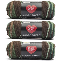 Red Heart Super Saver Forest Yarn - 3 Pack Of 7Oz/198G - Acrylic - #4 Worsted (Medium) - 236 Yards - Knitting & Crochet