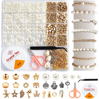 1200 Pcs Pearl Beads And Gold Spacer Beads Set For Jewelry Bracelet Making Kit With String And Charms For Adults Diy Art And Craft For Girls Friendship Bracelet For Necklace And Earring Supplies
