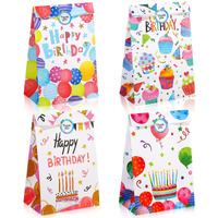 24 Pieces Birthday Gift Bag Birthday Party Favor Gift Bags Goodie Bags With Seal Stickers For Kids Birthday Party Candy Bags Party Supplies
