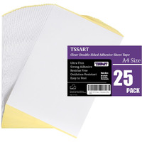 Tssart 25 Pcs Permanent Double-Sided Sheets Tape For Crafts - A4 Size Strong Adhesive Sticky Tape Sheets 8.3X11.7 Inch 0.1Mm Thickness For Diy Paper Art Craft Decoration