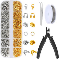 Acejoz 1200 Pcs Crimp Beads Kit For Jewelry Making, Crimp Beads, Covers, Tubes And Wire Guardians, Lobster Clasps, Jump Rings, Crimping Pliers And Beading Wire