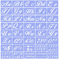 Letter Stencils For Painting On Wood - Alphabet Stencils With Calligraphy Large Font And Cursive Letters Numbers Signs - Reusable Plastic Art Craft Stencils - Set Of 40 Pcs - 160 Designs