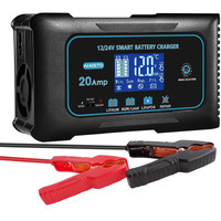 20 Amp Lithium Battery Charger, 12V And 24V Lifepo4,Lead-Acid(Agm/Gel/Sla..) Portable Car Battery Charger,Battery Maintainer, Trickle Charger, And Battery Desulfator For Car,Boat,Motorcycle