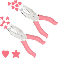 2 Pieces Handheld Hole Paper Punch, Pletpet Heart Hole Punch + Star Hole Punch 1/4 Inch Metal Single Hole Paper Punch, With Soft-Handled For Tags Clothing Ticket (Heart+Star) (Star+Heart)