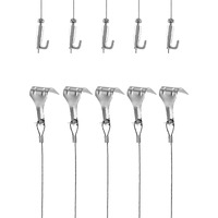 Qwork Picture Rail Hooks And Wire, 5 Set Molding Hooks Picture, Heavy Duty Stainless Steel S-Hook
