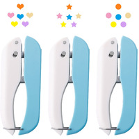 Ucec 3 Pack Paper Craft Hole Punch Shapes, 1/4 Inch Single Hole Puncher For Crafts, Small Handheld Circle Star Hole Punch Heart Hole Punch, 3 Heart Star Hole Puncher For Tags Clothing Ticket