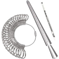 Meowoo Ring Sizer Measuring Tool Set, Ring Gauges With Finger Sizer Mandrel Ring Sizer Tools For Jewelry Sizing Measuring, 3 Pcs