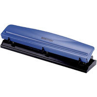 Bostitch Office Premium 3 Hole Punch, 12 Sheet Capacity, Metal, Rubber Base, Easy-Clean Tray, Silver