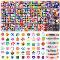 Dulefun 1060Pcs Polymer Clay Beads Charms Kits 28 Styles Cute Fun Clay Beads Charms Flower Butterfly Heart Letter Pony Beads Charms For Women Girls Jewelry Bracelet Necklace Earring Making