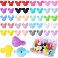 40 Pcs Mouse Head Silicone Beads, Mouse Silicone Focal Beads For Keychain Making, Cute Silicone Beads With Box, Rubber Loose Beads For Pens Crafts Necklace Bracelet Lanyard (Colorful)