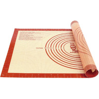Non-Slip Silicone Pastry Mat Extra Large With Measurements 16''By 26'' For Silicone Baking Mat, Counter Mat, Dough Rolling Mat,Oven Liner,Fondant/Pie Crust Mat By Folksy Super Kitchen Red