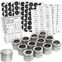 Talented Kitchen Magnetic Spice Jars For Refrigerator - 3Oz Metal Spice Containers With Sift-And-Pour Lids (12 Magnet Spice Jars, 269 Preprinted Labels, 2 Label Styles)