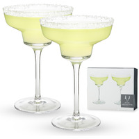 Viski Raye Angled Stemmed Margarita Glasses, Premium Crystal Margarita Cocktail Glasses, Cocktail Bar Accessories, Perfect Cocktail Gift, Set Of 2, 12Oz