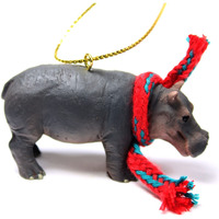Hippopotamus Tiny Miniature One Christmas Ornament - Delightful!