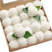 Ling's Moment Flowers Dahlia Artificial Flowers 25 Pcs White Flowers, Fake Flowers W/Stem For Diy Wedding Decor Centerpieces Arrangements Bouquets