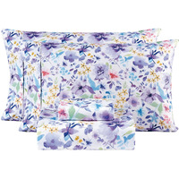 Mooreeke Floral Full Sheets, Soft Breathable Microfiber Vintage Printed Bed Sheet Set, Deep Pocket Non-Slip Fitted Sheet Included, Purple Flower Pattern