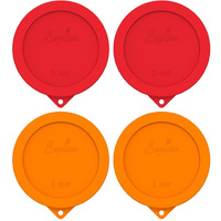Sophico 2 Cup Round Silicone Storage Cover Lids Replacement For Anchor Hocking And Pyrex 7200-Pc Glass Bowls (Container Not Included) | Red-Orange | 4 Pack
