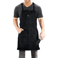 Dadidyc Black Denim Aprons For Men/Women With Pockets Tool Apron Waterproof Adjustable Canvas Apron Lightweight Kitchen Apron Work Apron