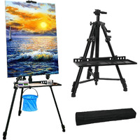 Newzeal Artist Easel Stand Painting Stand Art Easel, 20""To 61"" Art Easel For Painting Canvase & Displaying, Aluminum Adjustable Height Display Tripod With Portable Bag/Folding Keg/Apron.(Black)