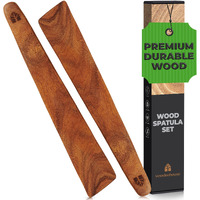 12 Inch Teak Wood Spatula For Cast Iron, Small Wood Flipper, Egg Scraper, Flat Wooden Turner, Multipurpose Wood Cooking Utensil, Spatulas Perfect For Flipping, Serving, Scraping & Turning. Set Of 2