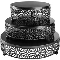 Hedume Set Of 3 Metal Cake Stand, Black Round Cake Stand, 8"" 10"" 12"" Dessert Cupcake Pastry Candy Display Plate For Wedding, Event, Birthday Party