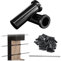 Muzata 40Pcs Stainless Steel T316 Protective Sleeves 1/8 Black Cable Railing Kit Hardware Protector Sleeve For 1/8"" Wire Rope Wood Posts Cr13
