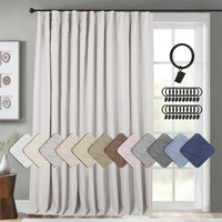 Inovaday Thermal Sliding Door Curtains 100% Blackout Extra Wide Patio Door Curtains Linen Textured Farmhouse Sliding Glass Door Curtain Drapes (W100 X L108, 1 Panel, Beige)