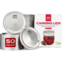 Canning Lids Regular Mouth, 50-Pack - Create Airtight Seals On Mason Jars To Preserve Food For Meal Prep & Food Storage - 2.7 In. Steel Lids With Silicone Seals - Canning Supplies By Forjars