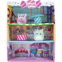 Squishville By Original Squishmallows Sweet Shop - Playset With 2-Inch Priya The Purple Panda, Treszure The Teal Cat & Bistro Table And Chair - Toys For Kids