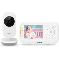 Vtech Video Baby Monitor With 1000Ft Long Range, Auto Night Vision, 2.8    Screen, 2-Way Audio Talk, Temperature Sensor, Power Saving Mode, Lullabies And Wall-Mountable Camera With Bracket, White
