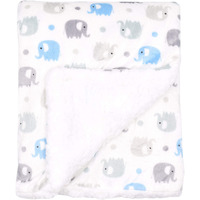Everyday Kids Large Ultra Soft Gray And Blue Elephant Minky Baby Blanket For Boys Mink And Sherpa Toddler And Baby Boy Blanket Measures 30 X 40   ; Trendy Animal Elephant Baby Nursery Decor