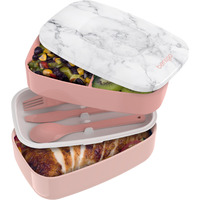Bentgo Classic - Adult Bento Box, All-In-One Stackable Lunch Box Container With 3 Compartments, Plastic Utensils, And Nylon Sealing Strap, Bpa Free Food Container (Blush Marble)