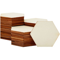 Bright Creations 60 Pack Unfinished Wooden Hexagon Pieces For Diy Crafts, 3 Inch Cutouts For Wood Burning, Painting, Wall Decorations