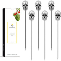 Homestia 6Pcs Metal Cocktail Picks For Drinks, Gothic Skull Martini Picks Olive Martini Picks Cocktail Accessories For Drinks, 4.6"" Halloween Picks Garnish Cocktail Swords
