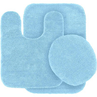 Kids Zone Home Linen 3 Pc Solid Light Blue Bathroom Rug Set Bath Mats Bath Set Super Soft Anti Slip Soft Mats New