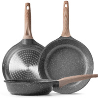 Caannasweis Nonstick Granite Frying Pan Skillet, Non Stick Omelette Fry Pans, Omelet Egg Pan, Stone Cookware Chef's Pan, Induction Compatible, Pfoa Free (Gray, 12 Inch With Lid)