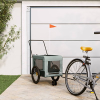 Vidaxl Pet Bike Trailer Gray And Black Oxford Fabric And Iron