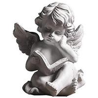 Realideas Reading Book Angel Statue Cherub Wings Angel Statue Figurine Guardian Home Garden Angel Sculpture Statuette Shelf Sitter Angel Collection Angel Wings Memorial Rememberance Statue