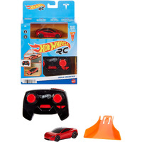 Hot Wheels Rc Tesla Roadster In 1:64 Scale, Remote-Control Toy Car With Controller & Track Adapter, Works On & Off Track