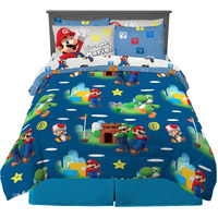 Franco Super Mario Bros. Kids Bedding Super Soft Comforter And Sheet Set With Sham, 7 Piece Queen Size, (Official Licensed Product)
