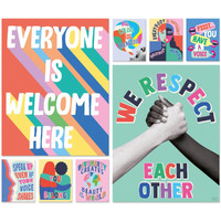 S&O Set Of 8 Diversity Posters For Classroom - Classroom Posters Diversity Decorations - School Counselor Office Decor - Everyone Is Welcome Here Sign - High School Classroom Decor - Safe Space Sign