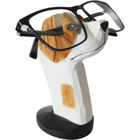 Red Dollar Handmade Wood Carved Animal Eyeglass Holder, Cute Sunglasses Display Stand, Nightstand Home Office Desk Decor, Christmas Holiday New Year Business Gift For Men Women Adults (Dog)