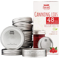 48Pcs/24Sets, Canning Lids And Rings Regular Mouth - Create Airtight Seals On Mason Jars To Preserve Food For Meal Prep & Food Storage - 2.7 In. Steel Lids And Bands With Silicone Seals - Canning Supplies By Forjars