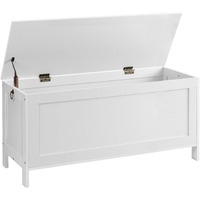 Hoobro Storage Chest, Retro Toy Box Organizer With Safety Hinge, Sturdy Entryway Storage Bench, Wooden Look Accent Furniture, Easy Assembly, White Wt100Cw01