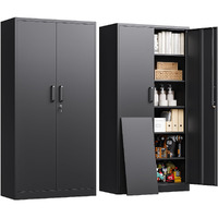 Lissimo Metal Storage Cabinet With Lock,72 "" Tall Storage Cabinet With Doors And Adjustable Shelves,Steel Locking Cabinets For Garage,Home Office,Pantry,School,Hospital(Black)