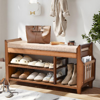Petkaboo 2 Tier Shoe Bench, Shoe Rack With Hidden Drawer And Side Holder, Shoe Storage Bench Organizer For Entryway Hallway Living Room, Bamboo Material