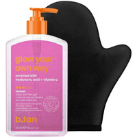 B.Tan Best Clear Self Tanning Gel With Mitt | Glow Your Own Way Bundle - Quick Express Tanner Gel For Face And Body With Applicator, Transfer-Proof, 16 Fl Oz